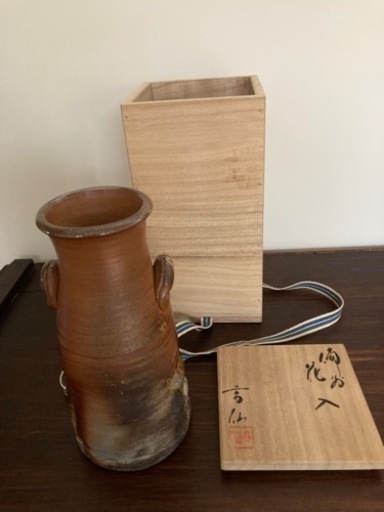 決まりました！備前焼 耳付き花入れ  花瓶
