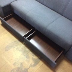 ソファーベッド 収納引き出し付き 紺色 横幅193cm 奥行き100cm 高さ 