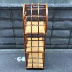 アジアン家具 籐 ラタン 3段ラック オープンラック シェルフ 飾り棚 昭和レトロ エスニック