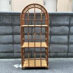 アジアン家具 籐 ラタン 3段ラック オープンラック シェルフ 飾り棚 昭和レトロ エスニック