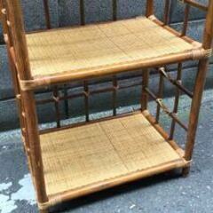 アジアン家具 籐 ラタン 3段ラック オープンラック シェルフ 飾り棚 昭和レトロ エスニック