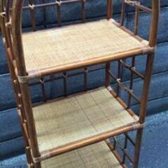 アジアン家具 籐 ラタン 3段ラック オープンラック シェルフ 飾り棚 昭和レトロ エスニック