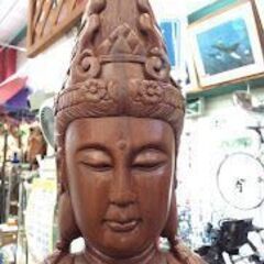 観音様　花梨一刀彫　置物