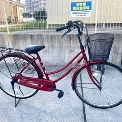 26インチ 変速なし 自転車 ワインレッド ママチャリ 中古自転車