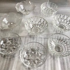 5種8枚セット　デザート皿　サラダ皿　クリスタルガラス