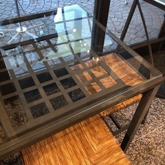 ダイニングテーブルセット　2人用　引き取り限定　アジアン　ガラス