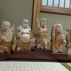 [18-19日限定]木彫りの七福神と台座セット