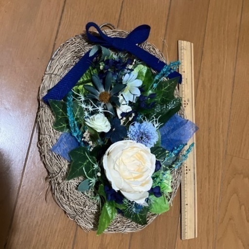 3歳から自分で作るブルー造花アレンジ