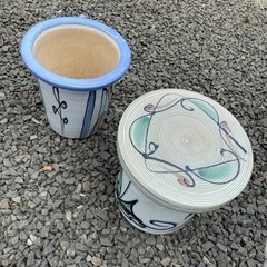 【取引者決定】植木鉢と台　陶器
