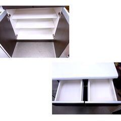レンジボード キッチンボード 幅105cm ブラウン×ホワイト　西岡店 キッチンボード 幅105㎝ キッチンボード ダークブラウン×ホワイト