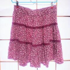 UNIQLO スカート 花柄 フレア ピンク 紫 Lサイズ