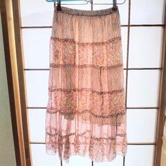 ロング フレア スカート 薄ピンク M~Lサイズ