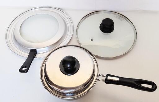 新品未使用ガラス蓋 蓋付き片手鍋 オールサイズガラス蓋  ３点セット