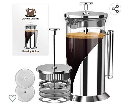 【新品未使用】コーヒーポットCafe du Chateauーフレンチプレスコーヒーメーカー\n(340z:約1L)