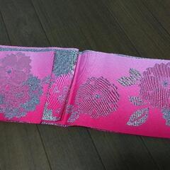【未使用】浴衣用半幅帯◆リバーシブル◆ピンク桜柄◆日本製
