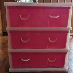 ピンクに可愛い収納ボックス(持ち運びらくらく軽い♪)