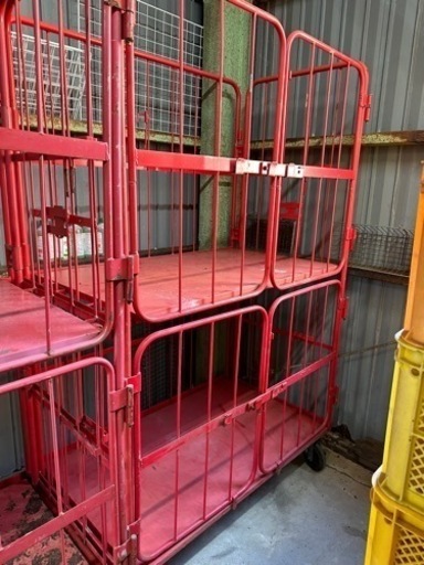 無料】とても頑丈なロールボックス/カゴ台車/2台セット/日本郵政/中間  