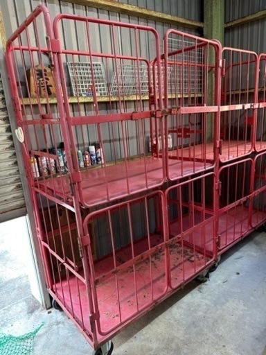 無料】とても頑丈なロールボックス/カゴ台車/2台セット/日本郵政/中間  