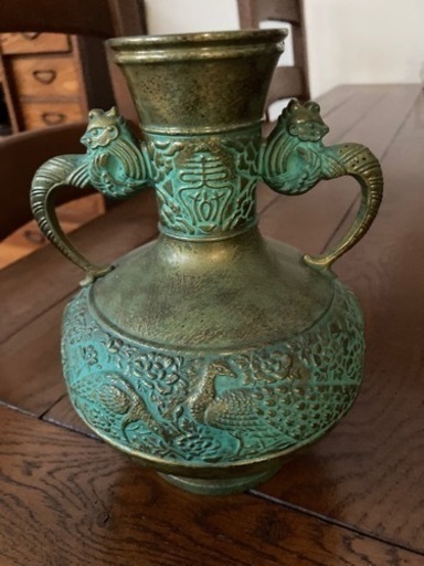花瓶  伝統美術工芸品  瑞峰 寿孔雀 縁起物