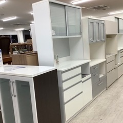 高橋木工所 2枚扉レンジボード ホワイト【トレファク堺福田店】