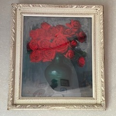 赤いバラの絵　油絵