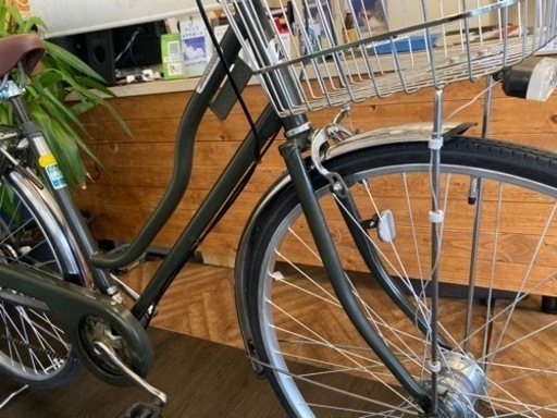 6段変速】LEDオートライト 27インチ自転車 マットモスグリーン 名古屋