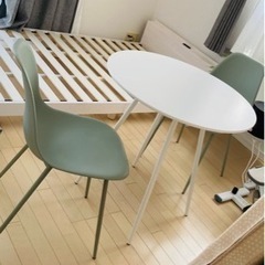 受け渡し者決定LOWYA ダイニングテーブルセット 2人掛け（3点）  