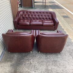 P0443 応接セット 3人掛けソファ 1人掛けソファ×2  3点