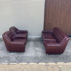 P0443 応接セット 3人掛けソファ 1人掛けソファ×2  3点