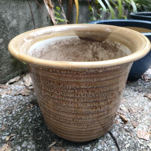 大型陶器製植木鉢⑦ ベージュ系 ガーデニングに
