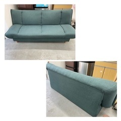 スマートリビング 2人掛けソファ LITTEA リテア ソファベッド 2シーター 2P ブルー グリーン インディゴ 取説付き
