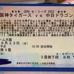 京セラ　阪神vs中日　8/23 18時開始