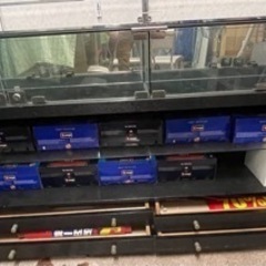 店舗用スリムガラスシヨーケース 黒 (ネット無し)