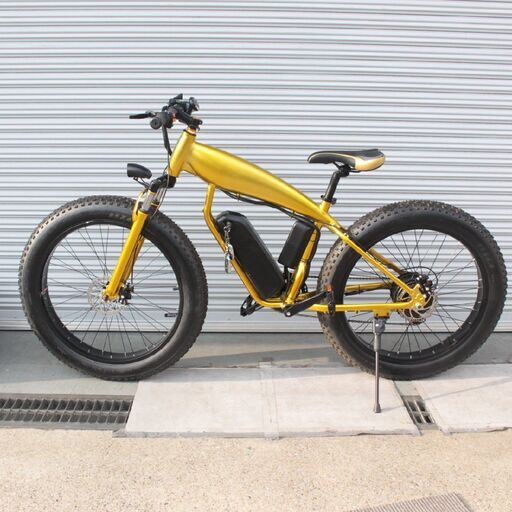 T312【送料別/訳あり/書類あり/動作保証外】 E-BIKE フル電動 電動アシスト自転車 ゴールドカラー 金色 26インチ モペット