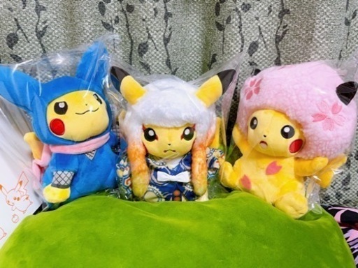 【最安値】ピカチュウ 限定 ぬいぐるみ 忍者 歌舞伎風 桜アフロ 3種類セット