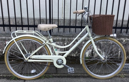 ＜整備済・良品＞DEANGELIS・22インチ・ジュニア自転車・変速なし ホワイト系・LEDライト 鍵付き・お掃除済で綺麗です♪