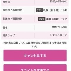 8/24 新千歳→那覇　peach