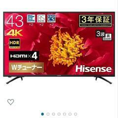 【売約済】ハイセンス 43V型 4K対応液晶テレビ -外付けHD...