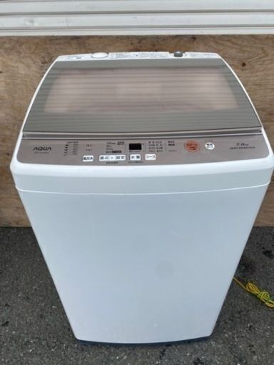 福岡市内配送無料　アクア 7.0kg 全自動洗濯機 ホワイトAQUA AQW-GV70G-W