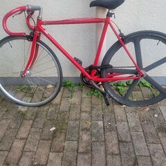 【空気入れれば乗れます】赤　ライダーズカフェ　ピストバイク