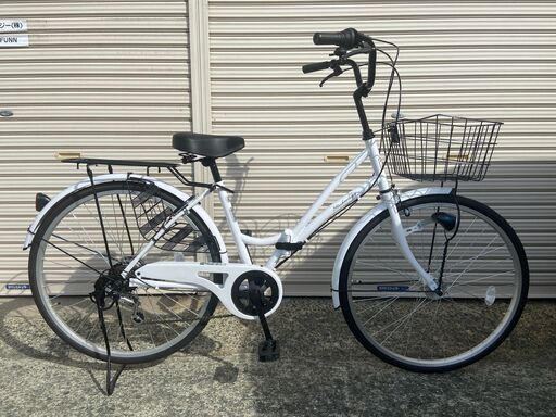 新品★未使用　ママチャリ　オートライト　 26インチ　シマノ製6段変速　パールホワイト③