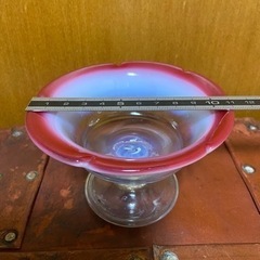 アンティーク レトロ ビンテージ 昭和 大正 氷ガラス 金赤（金が使われ