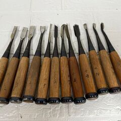 陣太鼓 木彫りのみ 12本セット 鑿 大工道具 古道具 ハンドツール 12本組