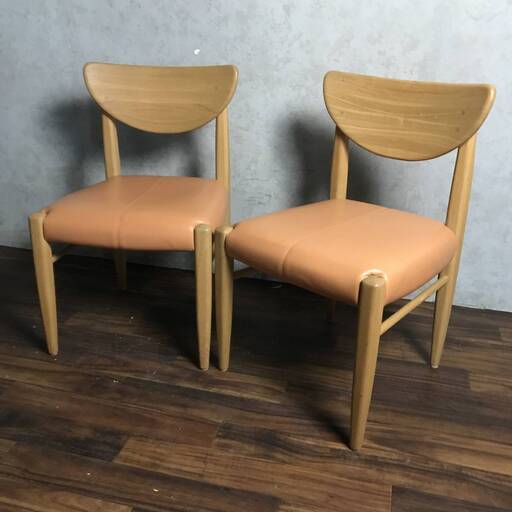 BF5/76　北欧風 木製チェア ２脚セット ダイニングチェア ピンクベージュ チェア 椅子■