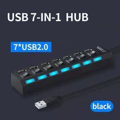 【ネット決済・配送可】USBハブ 7ポート 480MBps伝送 ...