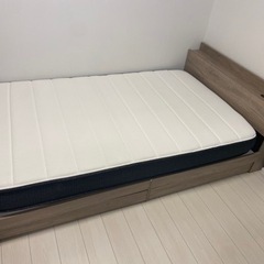 【セミダブル】ベッド＆ベッド台、収納付き！