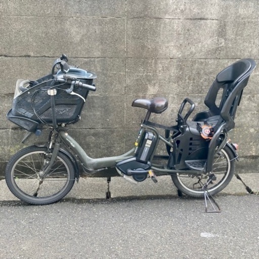 ３人乗り電動アシスト自転車　カーキ色　ヤマハYAMAHA PAS Kiss 子供乗せ自転車 電動自転車【キズ/汚れ/サビあり】