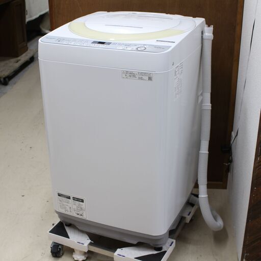 店S681)【美品】SHARP/シャープ 全自動洗濯機 ES-GE7D-W 2020年製 洗濯脱水/7.0kg 穴なし槽
