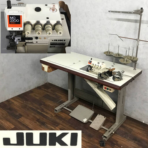 BNC11/77　JUKI ジューキ 工業用ロックミシン MOE-2316 インターロック 台付 ※動作確認済 ペダルミシン 高速ロックミシン 二本針 中古