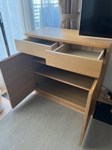 無印良品キャビネット 廃番品】無印良品 オーク材キャビネットガラス扉